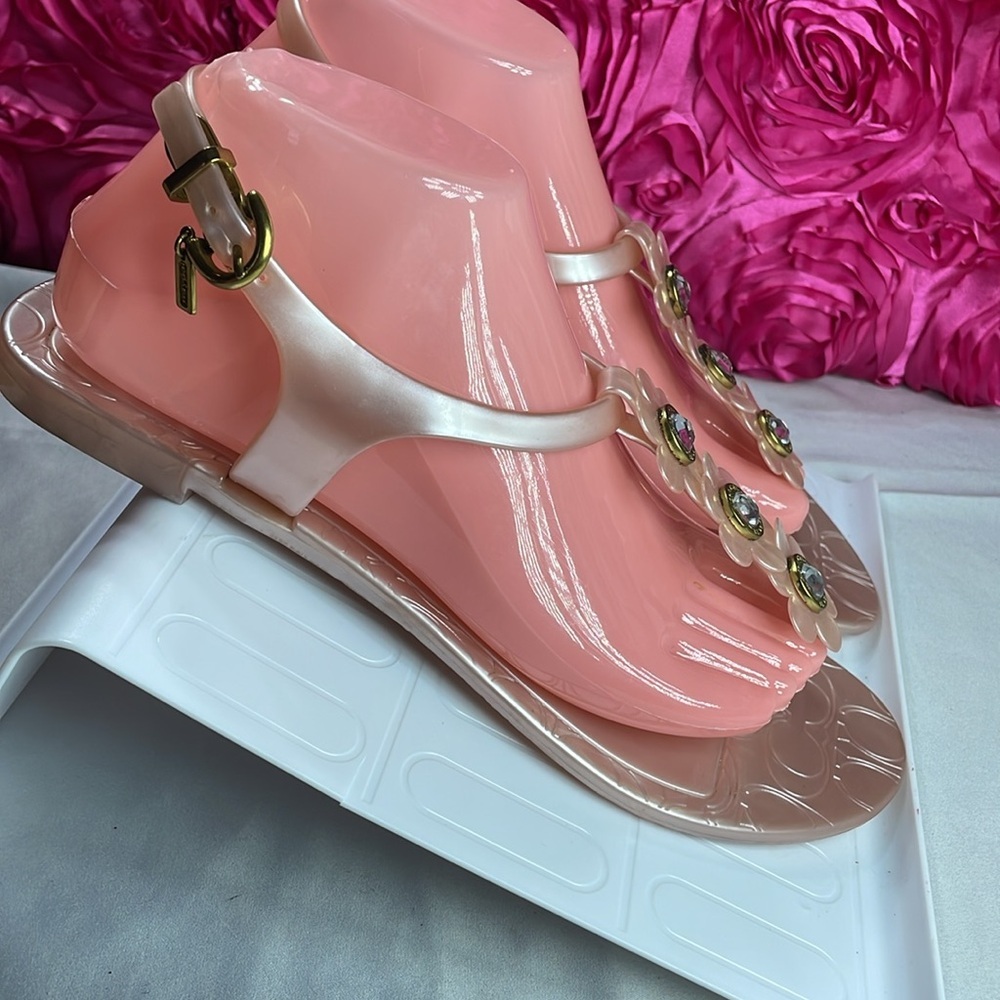 Coach Paisley Print Jelly Sandals
Peachy Pink with Floral
Women's Size 9 B - Picture 2 of 11
